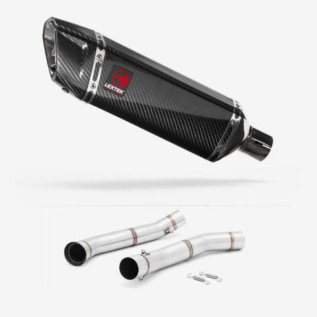 Lextek SP9C Gloss Carbon Fibre Exhaust 300mm with Link Pipe for KTM 690 Duke (12-15)