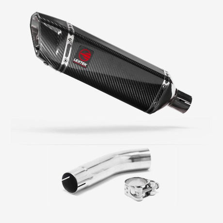 Lextek SP9C Gloss Carbon Fibre Exhaust 300mm with Link Pipe for Suzuki GSXR 600/750 (11- )
