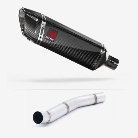 Lextek SP9C Gloss Carbon Fibre Exhaust 300mm with Link Pipe for Kawasaki Z750 (07-12)