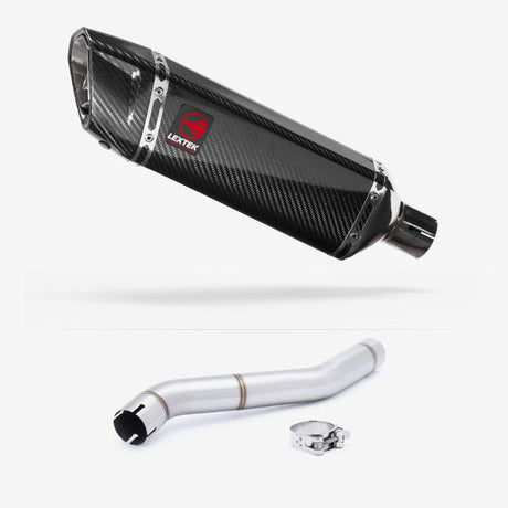 Lextek SP9C Gloss Carbon Fibre Exhaust 300mm with Link Pipe for Honda CBR600 F (87-90)