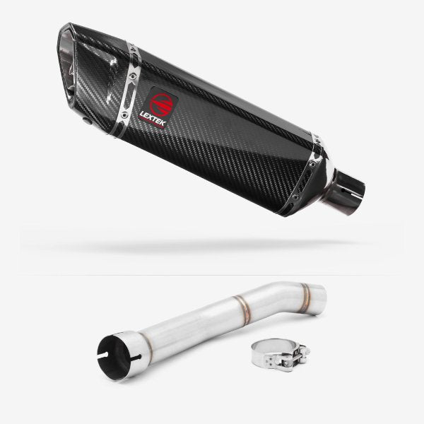 Lextek SP9C Gloss Carbon Fibre Exhaust 300mm with Link Pipe for Yamaha YZF R1 (99-01)