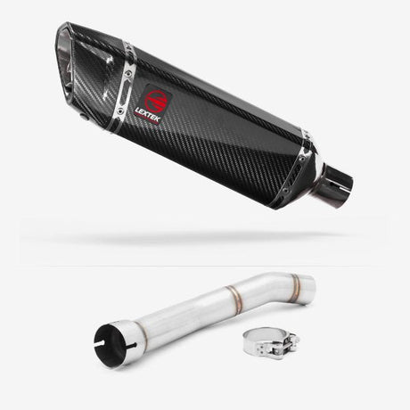 Lextek SP9C Gloss Carbon Fibre Exhaust 300mm with Link Pipe for Yamaha YZF R1 (99-01)