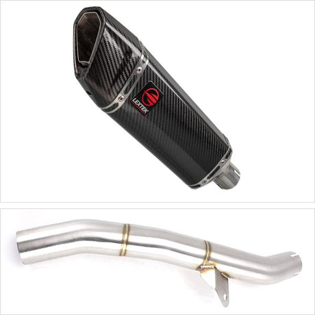 Lextek SP9C Gloss Carbon Fibre Exhaust 300mm with Link Pipe for Honda CBR600 F/FR/FS (01-02)