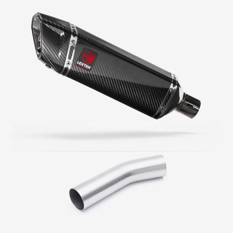 Lextek SP9C Gloss Carbon Fibre Exhaust 300mm with Link Pipe for Kawasaki ZX-10R Ninja (08-10)