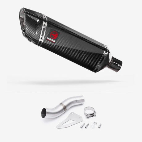 Lextek SP9C Gloss Carbon Fibre Exhaust 300mm Low Level with Link Pipe