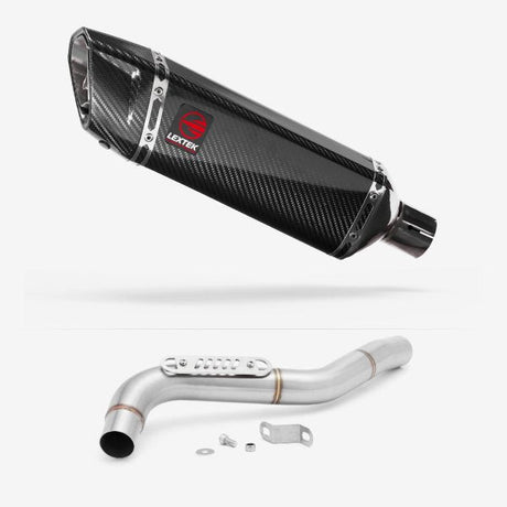 Lextek SP9C Gloss Carbon Fibre Exhaust 300mm with Link Pipe for Triumph Tiger 1050 (07-12)