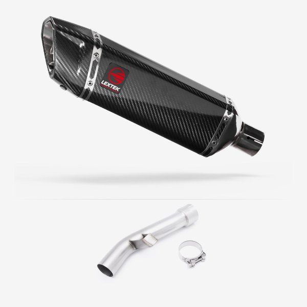 Lextek SP9C Gloss Carbon Fibre Exhaust 300mm with Link Pipe for Yamaha FZ1 (06-15)