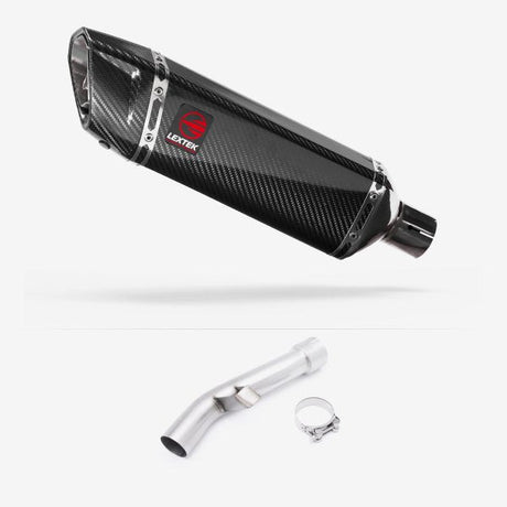 Lextek SP9C Gloss Carbon Fibre Exhaust 300mm with Link Pipe for Yamaha FZ1 (06-15)