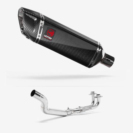 Lextek SP9C Gloss Carbon Fibre Exhaust System 300mm for Yamaha T-Max 500 (02-13)