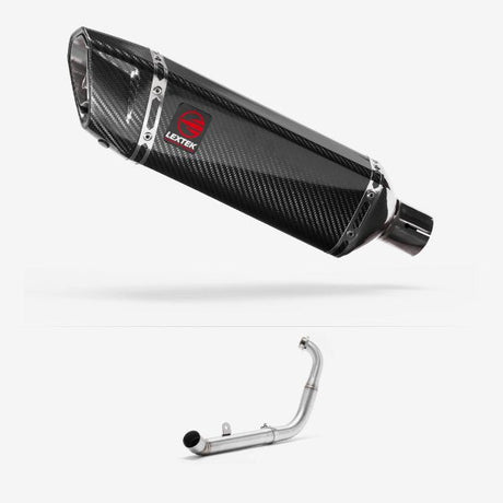 Lextek SP9C Gloss Carbon Fibre Exhaust System 300mm for Yamaha YZF-R125 / MT-125 (14-18)