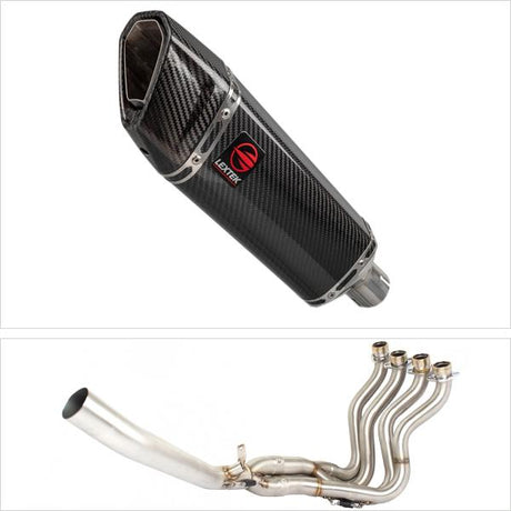 Lextek SP9C Gloss Carbon Fibre Exhaust System 300mm for Suzuki GSXR 1000 (12-16)
