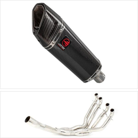 Lextek SP9C Gloss Carbon Fibre Exhaust System 300mm for Kawasaki ZX-10R Ninja (10-17)