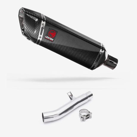 Lextek SP9C Gloss Carbon Fibre Exhaust 300mm with Link Pipe for Honda CBF 600 (04-07)
