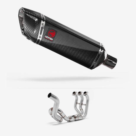 Lextek SP9C Gloss Carbon Fibre Exhaust System 300mm High Level for Yamaha MT-09 (13-20)