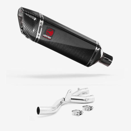 Lextek SP9C Gloss Carbon Fibre Exhaust 300mm with De-Cat Link Pipe for Yamaha MT-10 (16-)