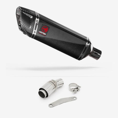 Lextek SP9C Gloss Carbon Fibre Exhaust 300mm with Link Pipe for Kawasaki Versys-X 300 (17-18)