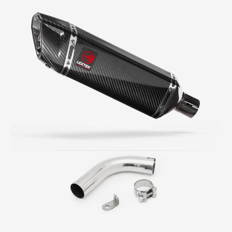 Lextek SP9C Gloss Carbon Fibre Exhaust 300mm with Link Pipe for Honda CB1000R (08-17)
