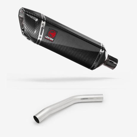 Lextek SP9C Gloss Carbon Fibre Exhaust 300mm with Link Pipe for Triumph Tiger 800 (10-19)
