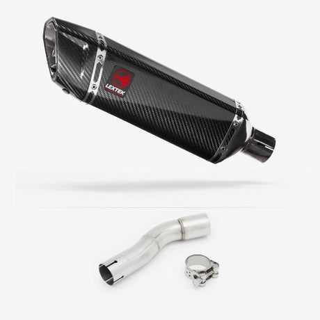 Lextek SP9C Gloss Carbon Fibre Exhaust 300mm with Link Pipe for Honda CMX500 Rebel (17-19)