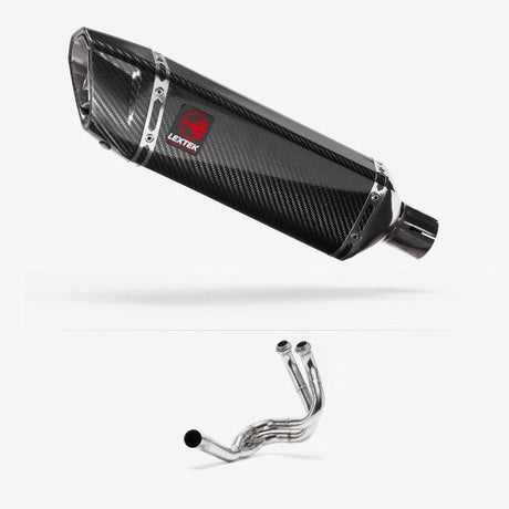 Lextek SP9C Gloss Carbon Fibre Exhaust System 300mm for Kawasaki ER6, Ninja 650, Z650, Versys 650
