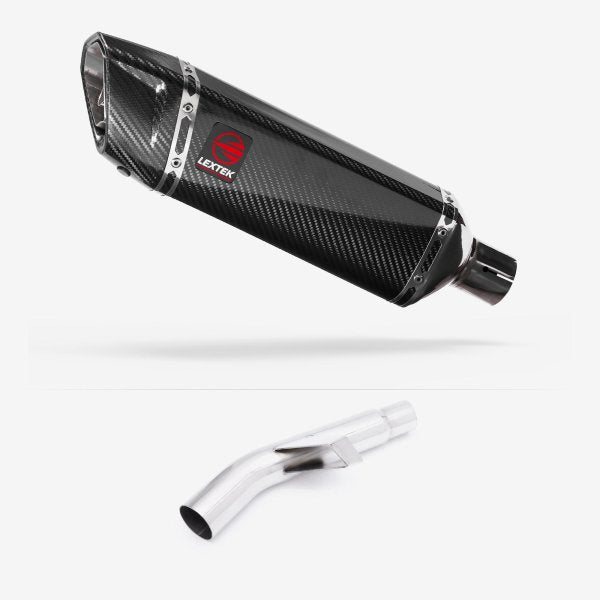 Lextek SP9C Gloss Carbon Fibre Exhaust 300mm with Link Pipe for Kawasaki Versys 1000 (15-18)