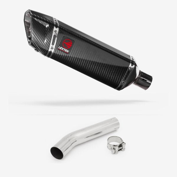 Lextek SP9C Gloss Carbon Fibre Exhaust 300mm with Link Pipe for Honda CB1300 (03-14)