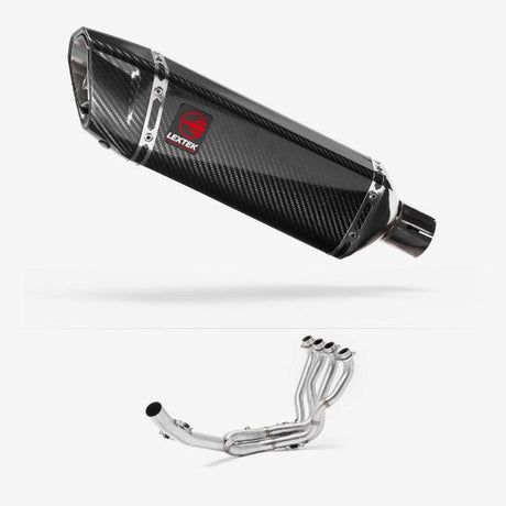 Lextek SP9C Gloss Carbon Fibre Exhaust System 300mm for Suzuki GSXR 1000 (17-
