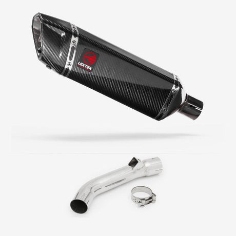 Lextek SP9C Gloss Carbon Fibre Exhaust 300mm with Link Pipe for Honda VFR 800 (97-01)