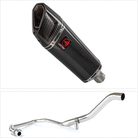 Lextek SP9C Gloss Carbon Fibre Exhaust System 300mm for Lexmoto Hawk 125