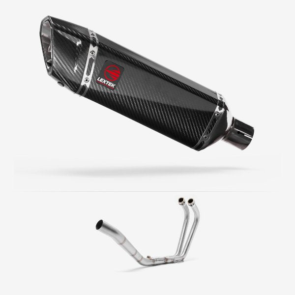 Lextek SP9C Gloss Carbon Fibre Exhaust System 300mm for Yamaha YZF R3 (15-18)