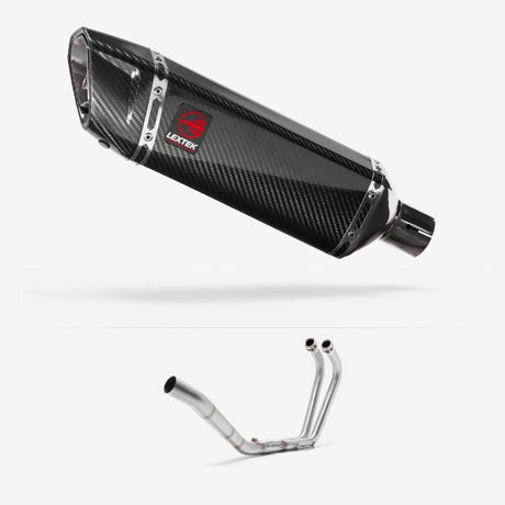 Lextek SP9C Gloss Carbon Fibre Exhaust System 300mm for Yamaha YZF R3 (15-18)