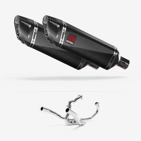 Lextek SP9C Gloss Carbon Fibre Exhaust System 300mm for SUZUKI SV1000 (03-07)