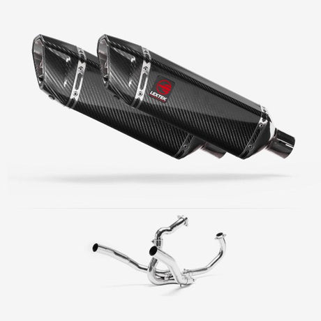 Lextek SP9C Gloss Carbon Fibre Exhaust System 300mm for SUZUKI SV1000 (03-07)