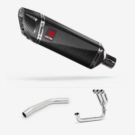 Lextek SP9C Gloss Carbon Fibre Exhaust System 300mm for Triumph Tiger 800 (10-21)