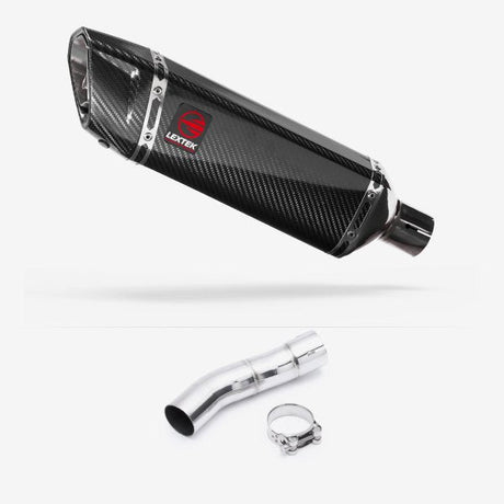 Lextek SP9C Gloss Carbon Fibre Exhaust 300mm with Link Pipe for Triumph Street Triple 675 (13-17)