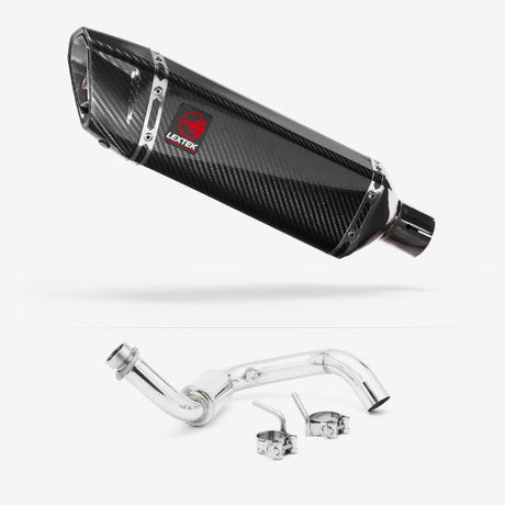 Lextek SP9C Gloss Carbon Fibre Exhaust System 300mm for BMW G310 R / GS (16-24)