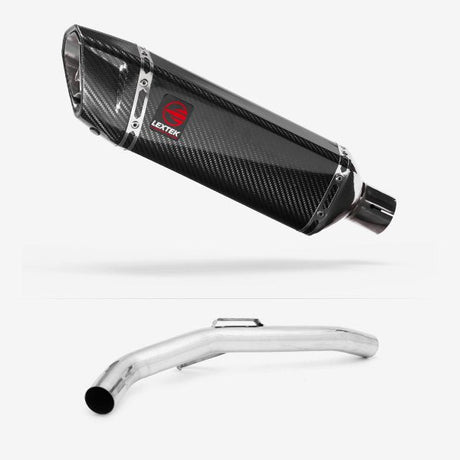 Lextek SP9C Gloss Carbon Fibre Exhaust 300mm with Link Pipe for Triumph Explorer 1200 (12-18)