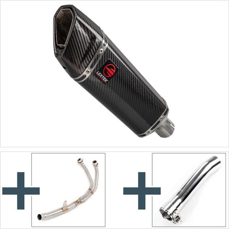 Lextek SP9C Gloss Carbon Fibre Exhaust System 300mm for Honda CBR500R (13-19)