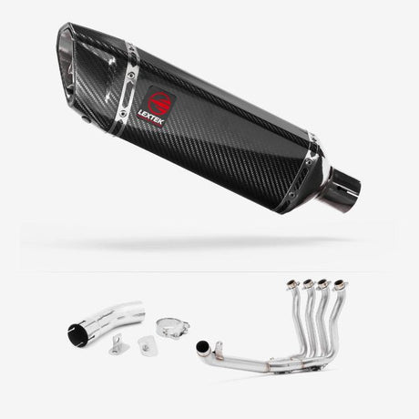 Lextek SP9C Gloss Carbon Fibre Exhaust 300mm with Link Pipe for Suzuki GSX-S 1000 F (15-20)