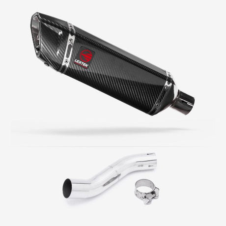Lextek SP9C Gloss Carbon Fibre Exhaust 300mm with Link Pipe for Suzuki GSX 250 R (17-18)