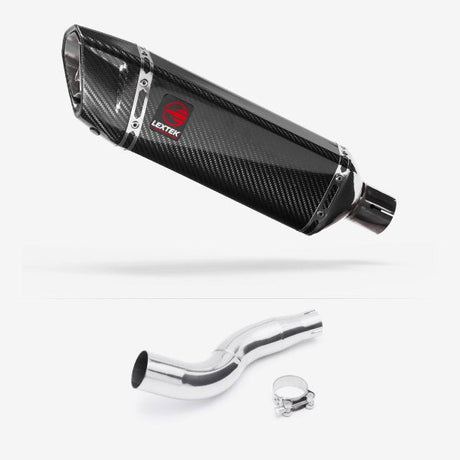 Lextek SP9C Gloss Carbon Fibre Exhaust 300mm with Link Pipe for Honda CB300R (18-20)