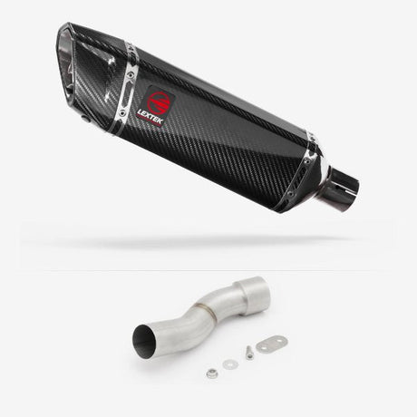 Lextek SP9C Gloss Carbon Fibre Exhaust 300mm with Link Pipe for Ducati Monster 1200 (14-19)