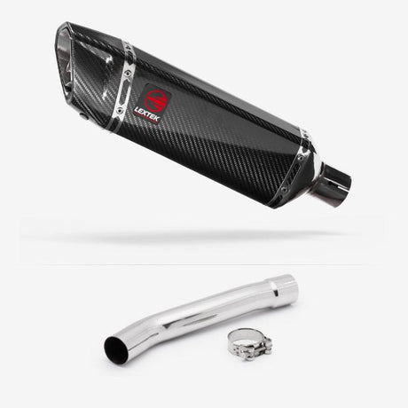 Lextek SP9C Gloss Carbon Fibre Exhaust 300mm with Link Pipe for Yamaha YZF R6 (03-05)