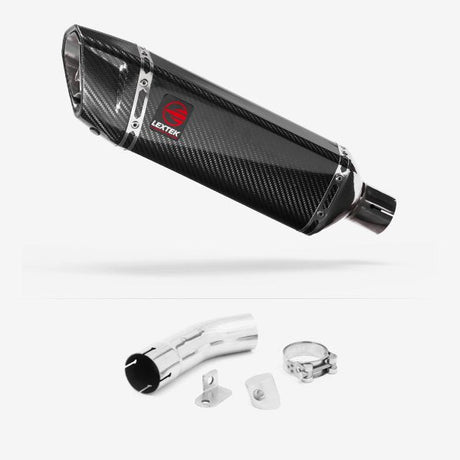 Lextek SP9C Gloss Carbon Fibre Exhaust 300mm with Link Pipe for Suzuki GSX-S 1000 (15-20)