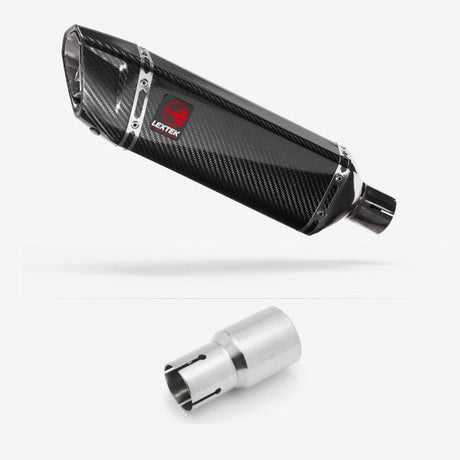 Lextek SP9C Gloss Carbon Fibre Exhaust 300mm with Link Pipe for Lexmoto Adrenaline (EFI) 125