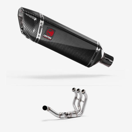 Lextek SP9C Gloss Carbon Fibre Exhaust System 300mm Low Level for Yamaha MT-09 Tracer (14-20)