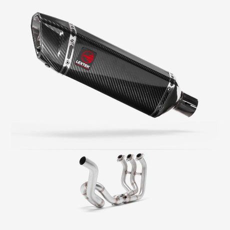 Lextek SP9C Gloss Carbon Fibre Exhaust System 300mm High Level for Yamaha MT-09 Tracer (14-20)