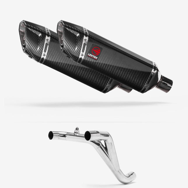 Lextek Carbon Fibre SP9C 300mm Twin Underseat with Link Pipe for Triumph Speed Triple 1050 (16-20)