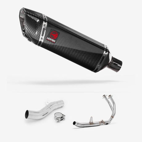 Lextek SP9C Gloss Carbon Fibre Exhaust System 300mm for Honda CB500X (16-18)