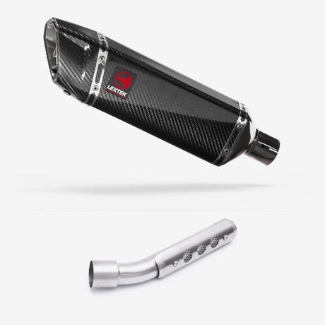 Lextek SP9C Gloss Carbon Fibre Exhaust 300mm with Link Pipe for Yamaha Tenere 700 (19-23)